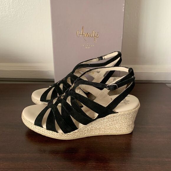 Amalfi by Rangoni Luca soft suede leather espadrille wedge sandal size 6 new - Picture 2 of 10
